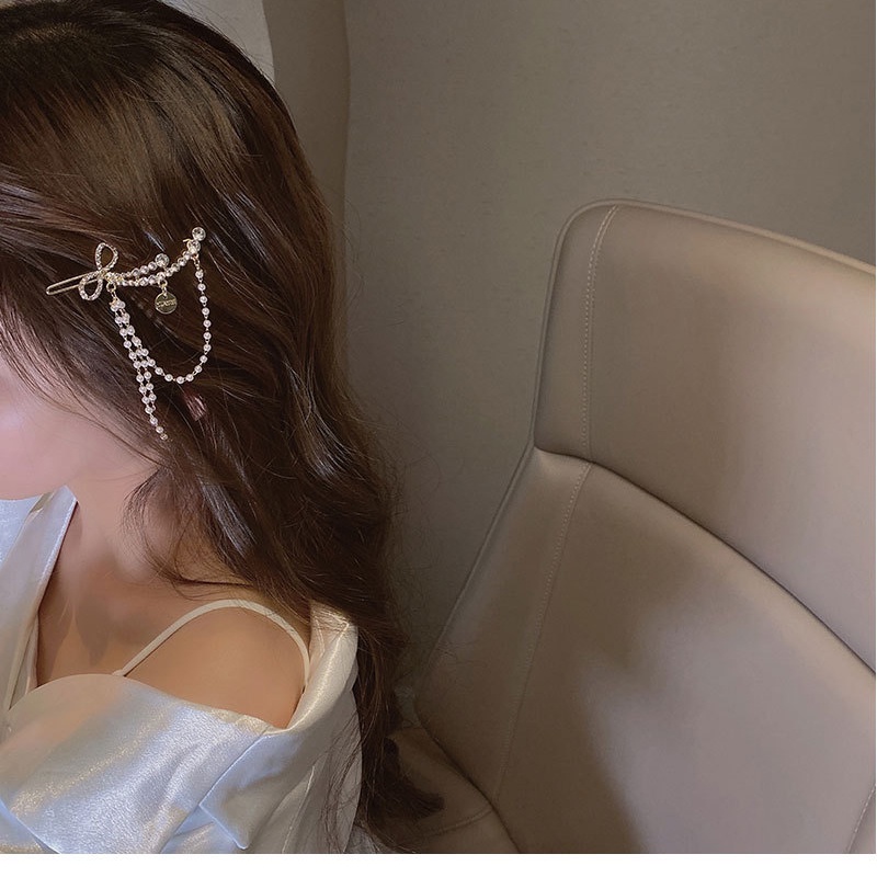Kẹp Tóc Kim Loại Đính Đá Và Ngọc Trai Giả Xinh Xắn Cho Nữ