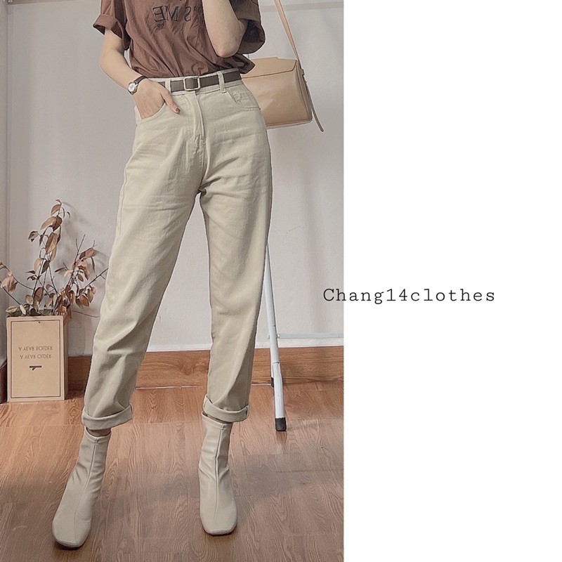 Quần baggy kaki form chuẩn size 3 màu be trắng đen (dài 90cm)