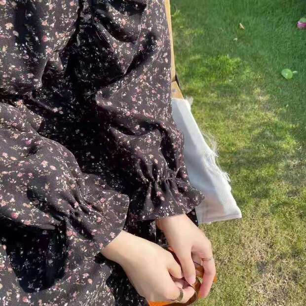 [Ảnh thật] Đầm - Váy babydoll hoa nhí chun eo viền bèo ulzzang