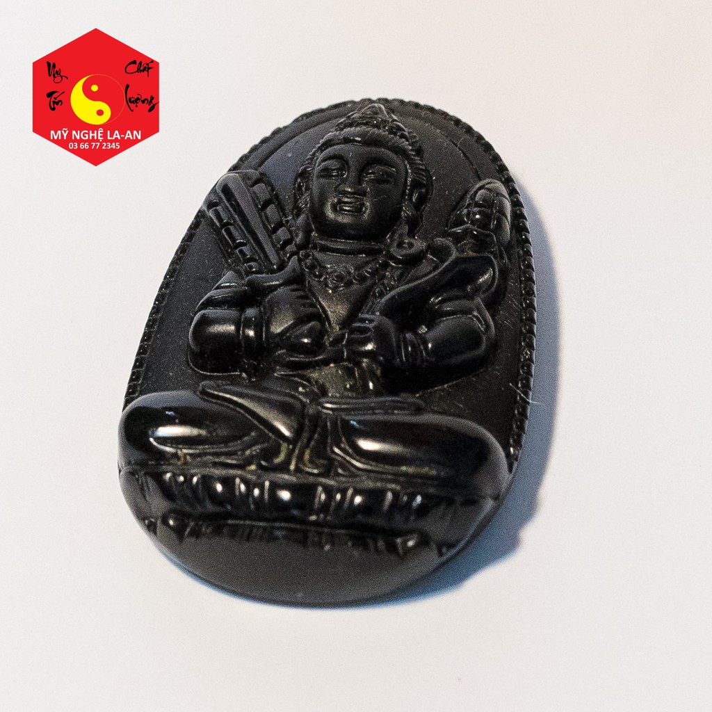 Mặt Dây Chuyền Phật Bản Mệnh - Bồ Tát Hư Không Tạng cho tuổi Sửu Dần -Obsidian 5cmx3cm tặng dây chuyền free