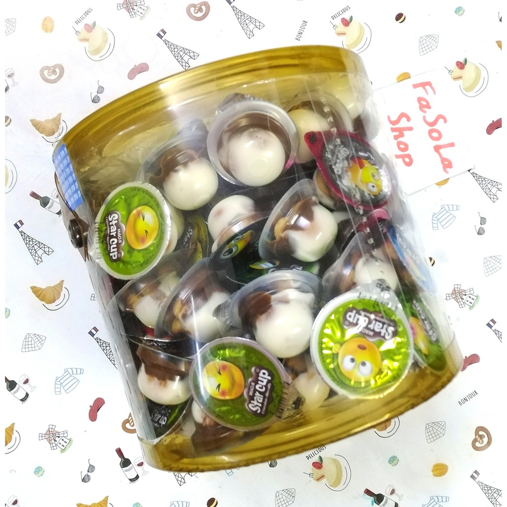 Bánh quy viên kem sô cô la STAR CUP MAOJI Thái Lan 600g cốc kẹo viên giòn kem sữa Prairie snack starcup thailand thìa