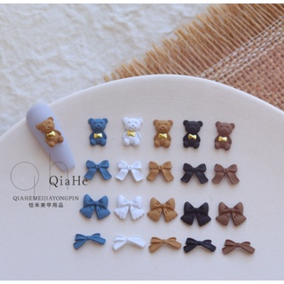 Charm nhỏ gắn móng, ốp điện thoại mẫu gấu nơ vàng