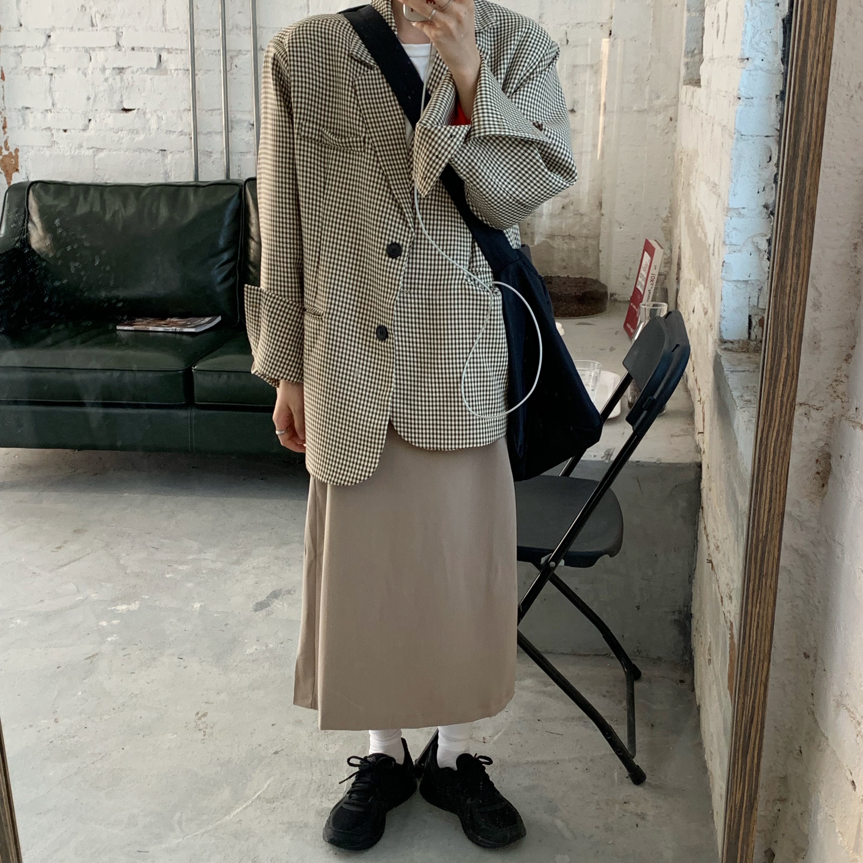 Set Áo Khoác Blazer + Chân Váy Chữ A Kẻ Sọc Ca Rô Thời Trang 40839 | BigBuy360 - bigbuy360.vn