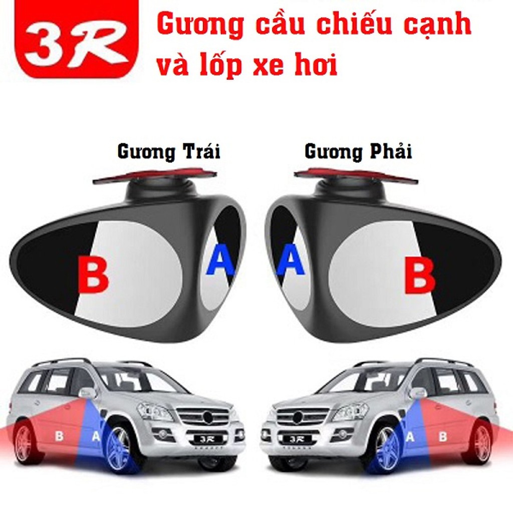 Bộ 2 Gương cầu chiếu cạnh và lốp xe ô tô xoay 360 độ