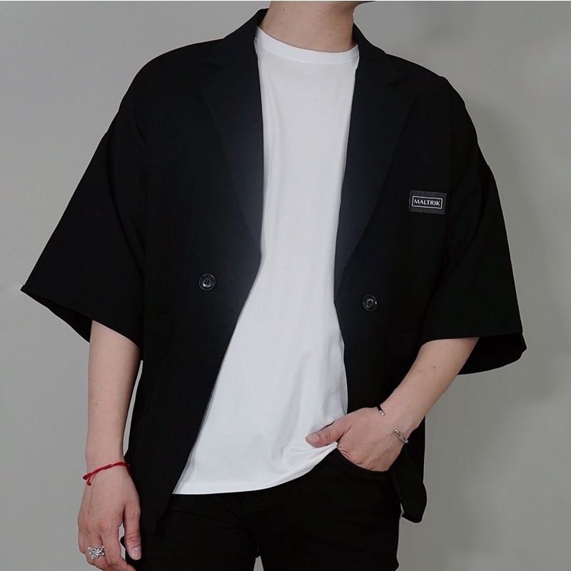 Áo khoác blazer tay lỡ unisex nam BIGSIZE áo vest form rộng chất liệu tuyết mưa cao cấp có size lớn cho người béo