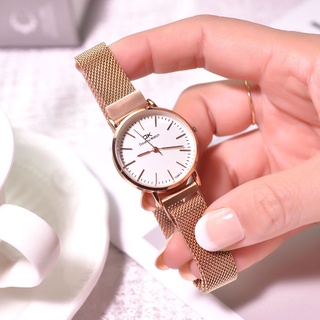 Đồng hồ nữ dây kim loại dính nam châm DK mặt tròn cao cấp có chống nước