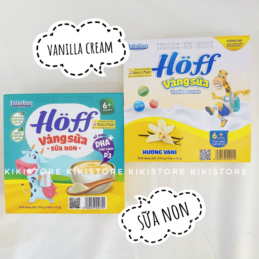 Váng sữa Hoff cho bé ăn dặm từ 6m+ sữa non / óc chó / vani / hạt dẻ