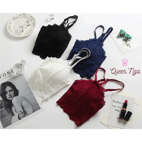 Bra ren gợi cảm, đồ lót nội y áo ngực 2 dây, brallete khoét cổ, Queennga