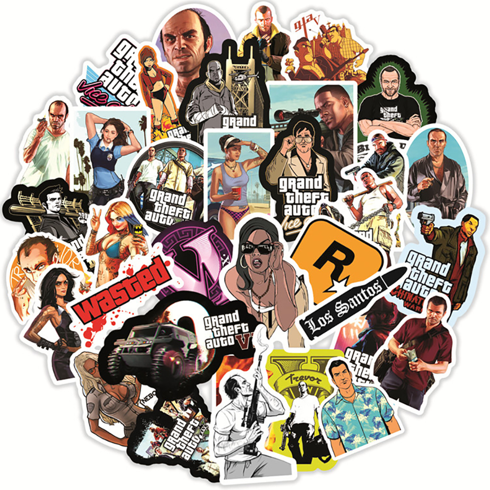 Set 50 Sticker Dán Trang Trí Hình Game Gta