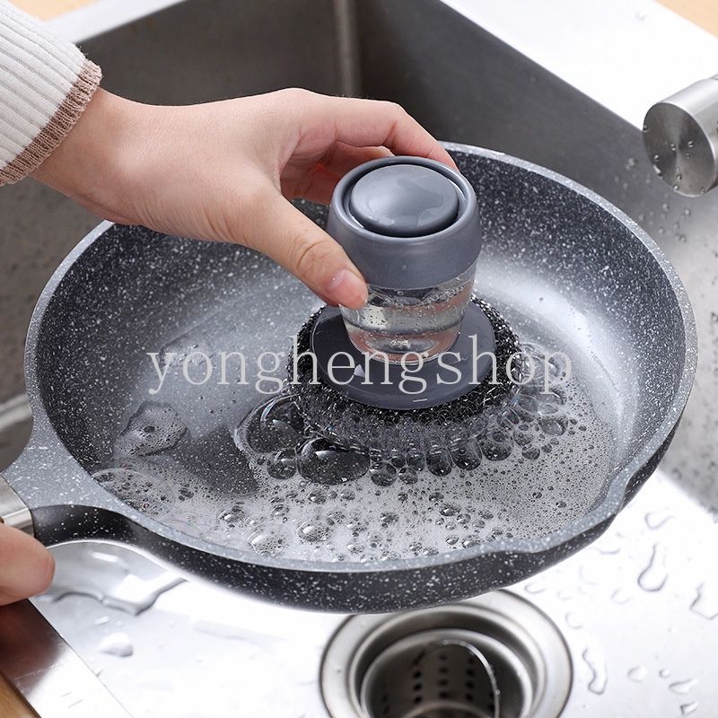 Cọ Rửa Chén 2 Trong 1 Dạng Nhấn Tiện Dụng
