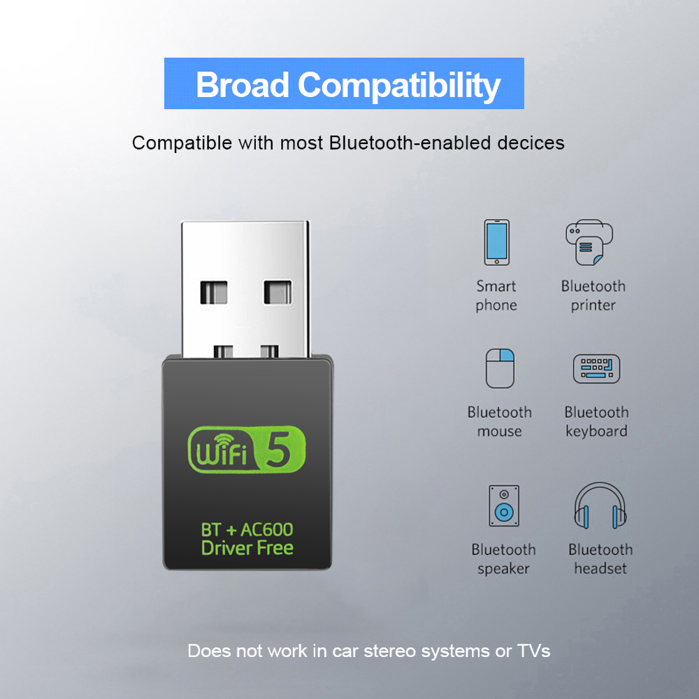 Usb Wifi Adapter 600mbps 2.4g Bluetooth V4.0 | BigBuy360 - bigbuy360.vn