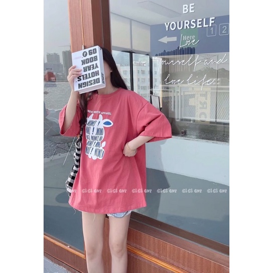 Áo thun áo phông tay lỡ cộc tay nữ from rộng unisex phom dáng rộng Quảng Châu