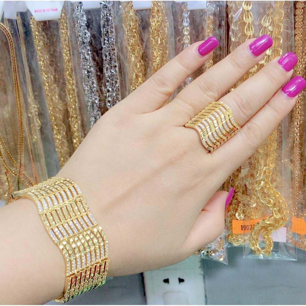 Lắc tay nữ xi dát vàng 18k cao cấp