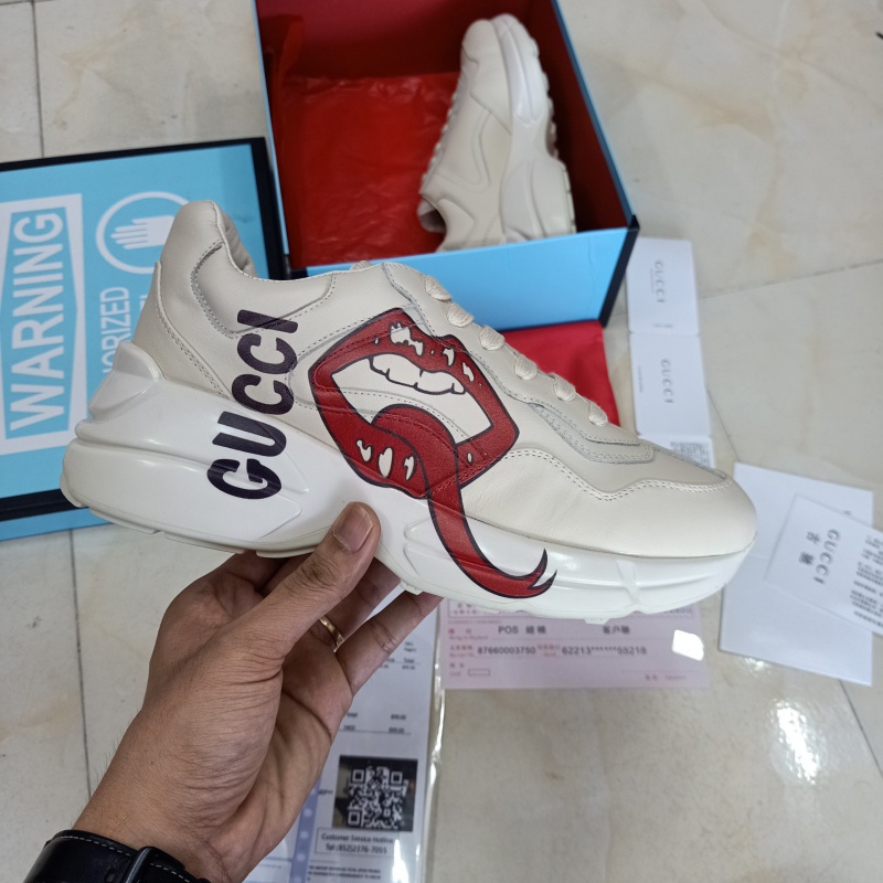 Giày Gucci Rhyton Môi Lưỡi Nam Nữ Bản Da Dê Cao Cấp