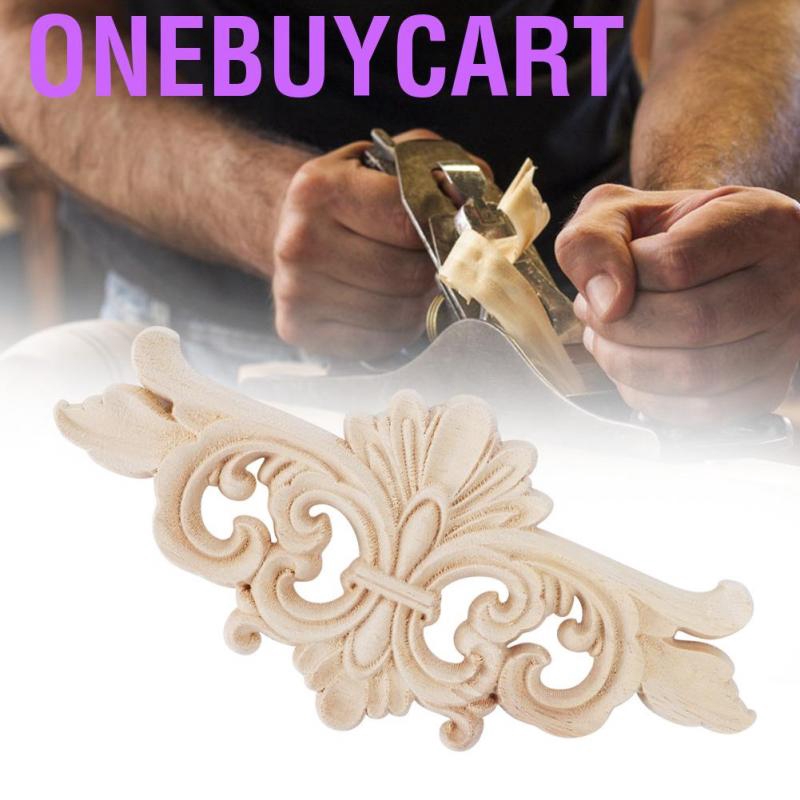 Onebuycart 2 Pcs Flower Carved Onlay Applique Furniture Decoration Carving Sticker Wooden Floral Corner Home Deco
