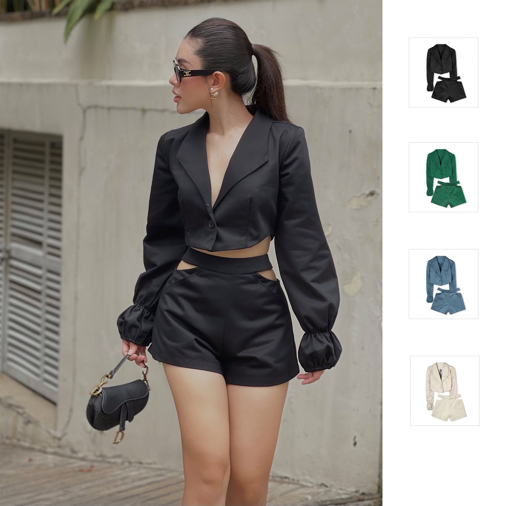 Set Nữ Croptop Blazer , Chất Vải Cotton Lạnh Thoải Mái , WSD000336 ,SOMEHOW