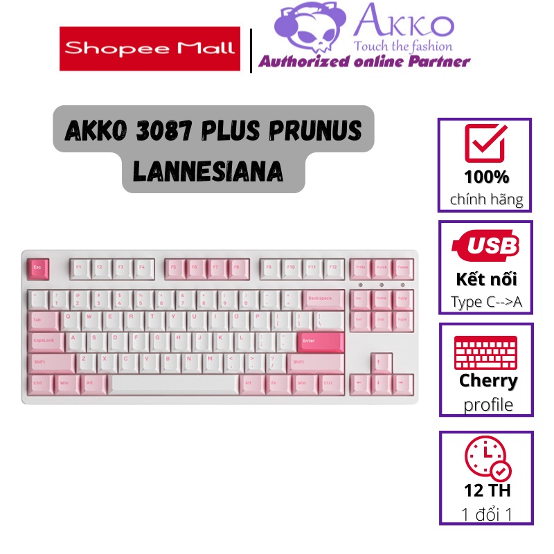 Bàn phím cơ AKKO 3087 Plus Prunus Lannesiana (Foam tiêu âm / AKKO CS switch)