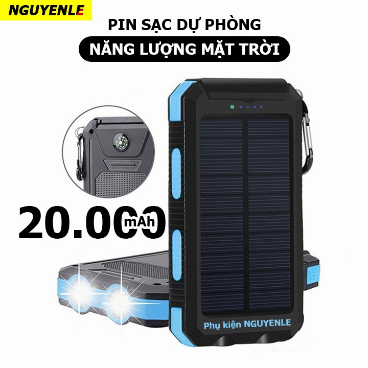 Pin sạc dự phòng năng lượng mặt trời 20000mAh chống nước 2020