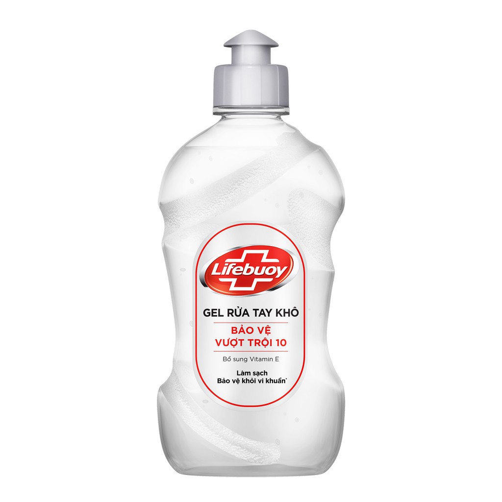 Gel rửa tay khô sạch siêu nhanh Lifebuoy Bảo Vệ Vượt Trội 10 (Chai nắp bạc 235ml)