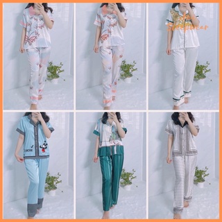 Bộ Pyjama Tay Ngắn Quần Dài Lụa Latin Hoạ Tiết Sang Chảnh Sam Luxury - AwiSleepwear