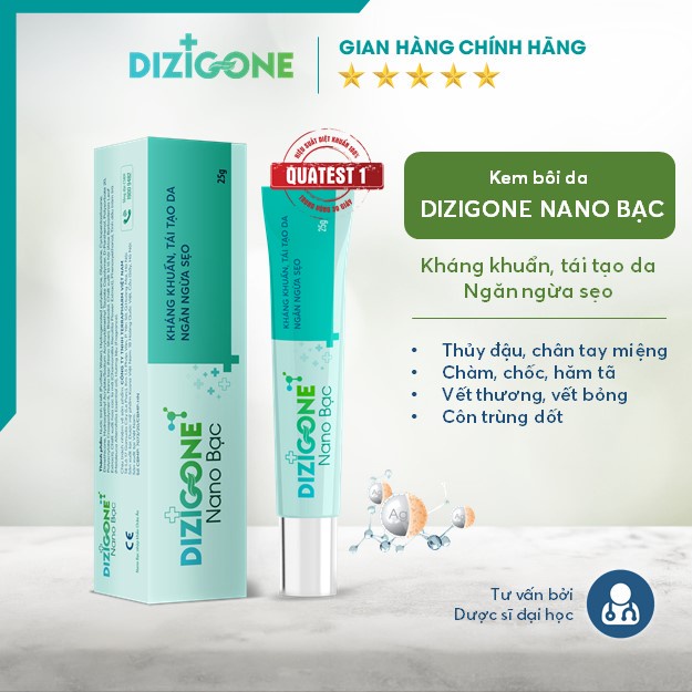 Dizigone nano bạc Kháng khuẩn tái tạo da ngăn ngừa sẹo 25g