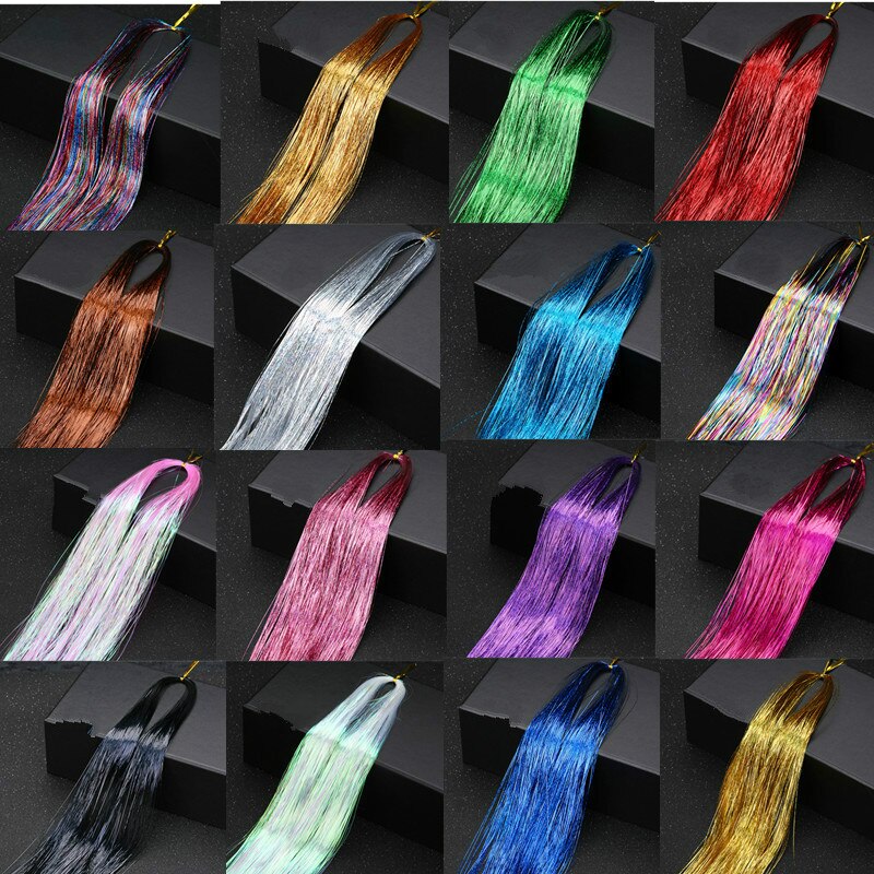 Dây tóc tết dài 100cm-120cm bằng lụa bóng màu cầu vồng phong cách hippie dành cho nữ
