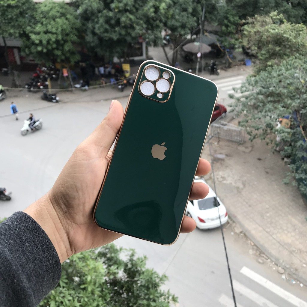 Ốp lưng giả độ iphone 12 viền vuông mạ vàng logo táo dẻo mềm 6/6s/7/8/plus/x/xs max/11/12/12 pro max - Aha Shop