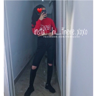 set cvay Jean + áo crop nỉ