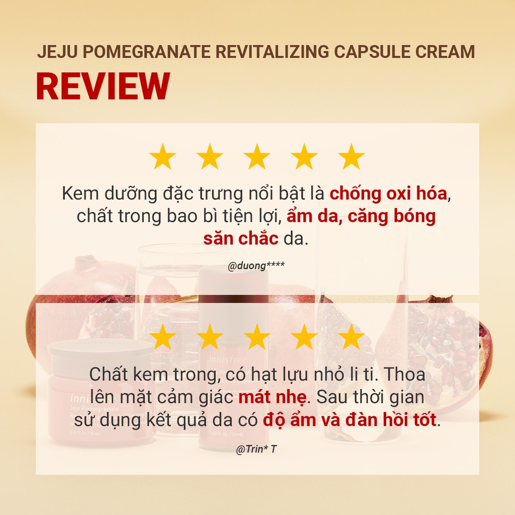 [Mã FMCGMALL -8% đơn 250K] Kem dưỡng chống oxy hóa lựu innisfree Jeju Pomegranate Revitalizing Capsule Cream 50ml