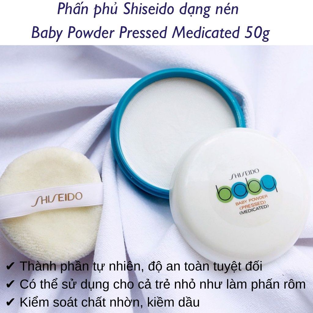 Phấn phủ SHISEIDO Baby Powder Pressed kiềm dầu dùng được cho em bé 50g - ZAVENCI Official