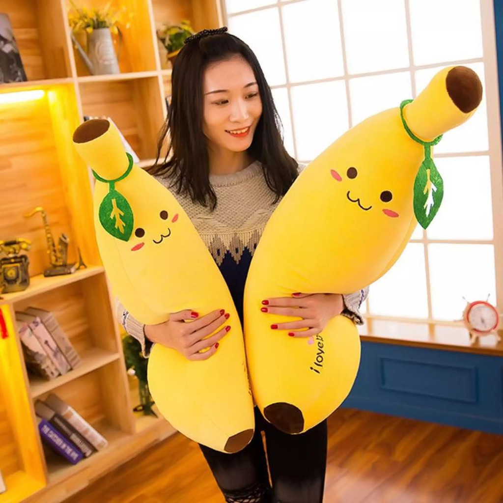 Thú gấu nhồi bông, Gối Ôm Hình Quả Chuối size 25-45-60cm Siêu Dễ Thương Mềm Êm Mịn-khangstore.vn
