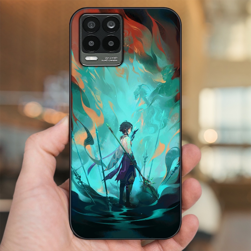 Ốp lưng Realme 8, 8 Pro viền đen in hình Xiao Genshin Impact