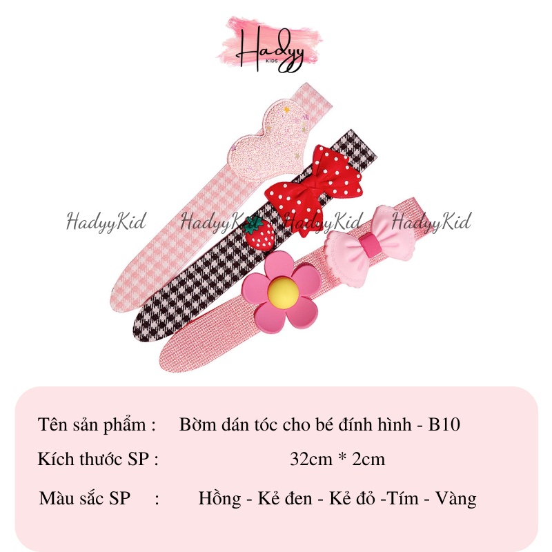 Bờm dán tóc cho bé băng đô cài đầu đính hình xinh xắn phong cách Hàn Quốc HadyyKids - B10