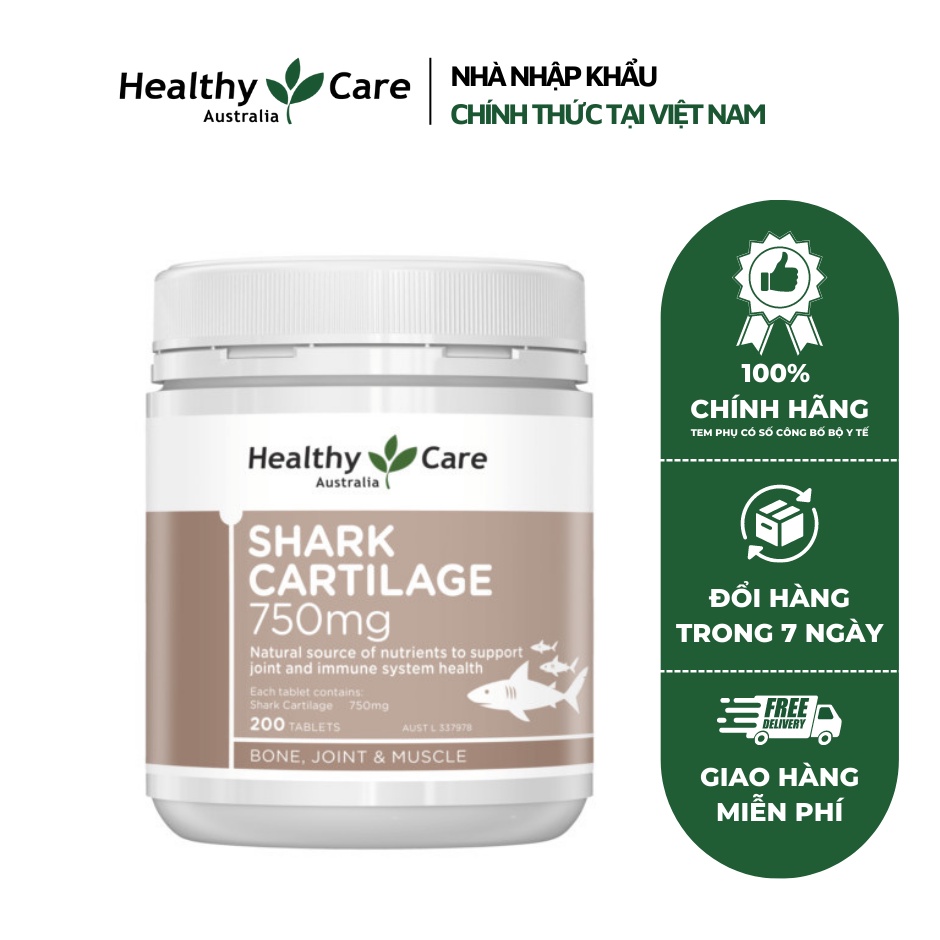 Viên Sụn Cá Mập Healthy Care Shark Cartilage 750mg 200 viên