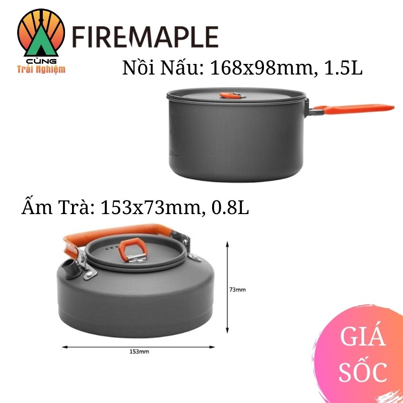 [CHÍNH HÃNG] COMBO Nồi Chảo Nấu Ăn 3 Trong 1 Fire Maple FEAST 2 Gọn Nhẹ Chuyên Dụng Dành Cho Du Lịch, Dã Ngoại Cắm Trại