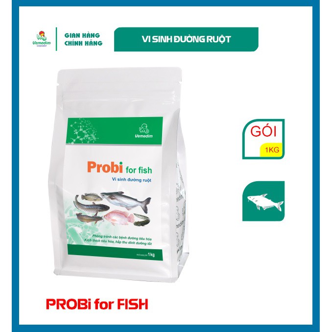 Vemedim Probi for Fish hỗ trợ hệ tiêu hóa cho cá, giúp cá hấp thu dưỡng chất từ thức ăn, gói 1kg