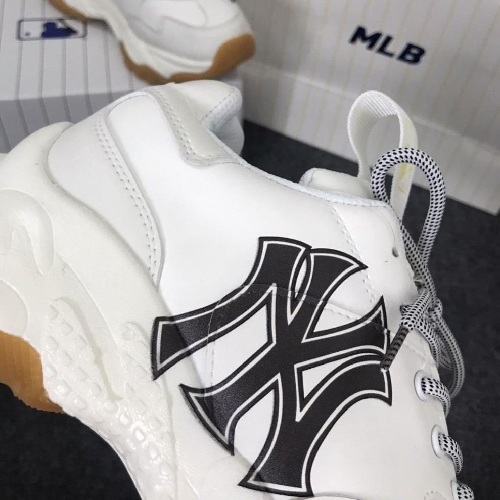 Giày sneaker mlb NY đen đế nâu, Giày thể thao nam nữ NY đen da bò tăng chiều cao 4cm full size | BigBuy360 - bigbuy360.vn