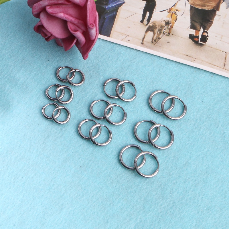 Set 6 Khuyên Tai Tròn Nhỏ Bằng Thép Không Gỉ Đơn Giản Cho Nữ