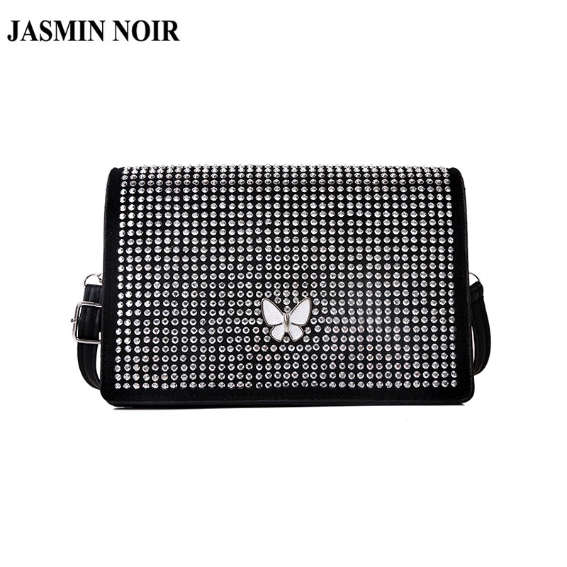 Túi Đeo JASMIN NOIR Chéo Đính Kim Cương Có Khóa Cho Nữ