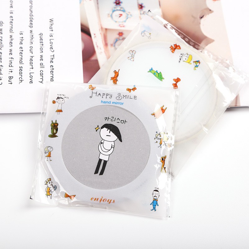 Gương trang điểm mini - cầm tay bỏ túi Hàn Quốc mini siêu cute viền kim loại