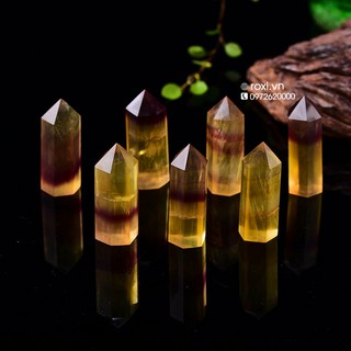Trụ đá phong thủy vàng Fluorit