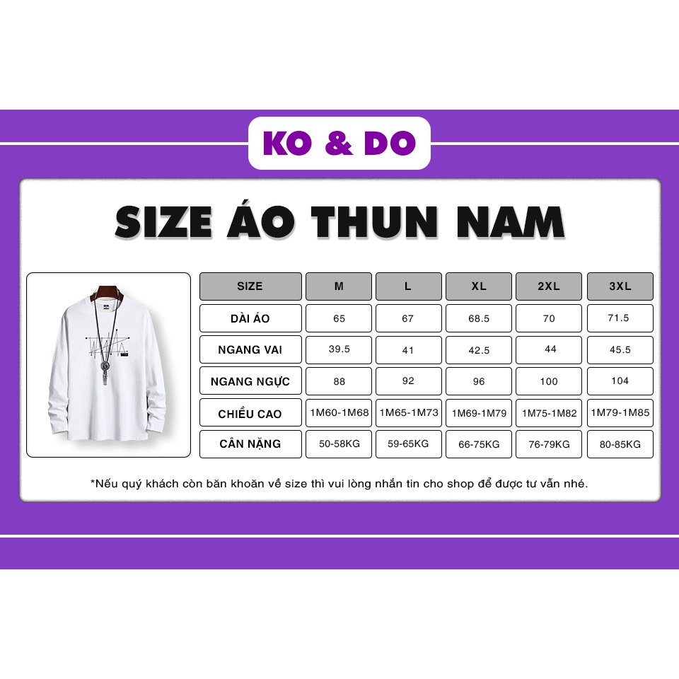 Áo thun nam KO&DO mã "KC-O" Áo dài tay nam form rộng thể thao thu đông dài dáng đẹp