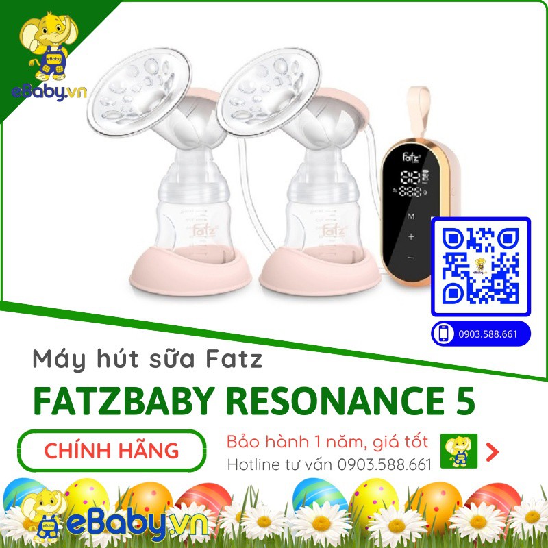 Máy hút sữa điện đôi RESONANCE 5 Fatz Baby - FatzBaby FB1180VN điện đôi 2 bên có pin sạc - Bảo hành 12 tháng