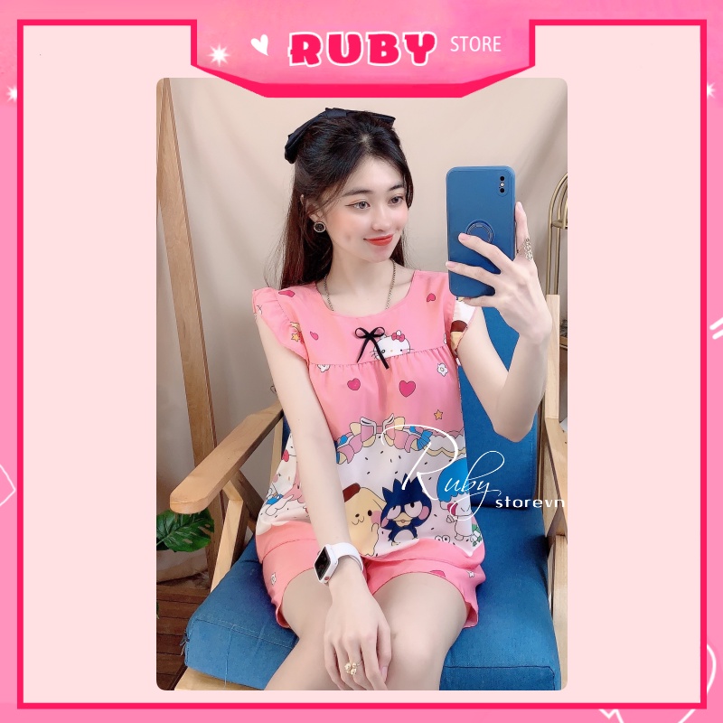 Đồ bộ nữ mặc nhà Hoạt Hình Free Size họa tiết dễ thương, chất kate mềm mịn mát ❤ Rubystorevn