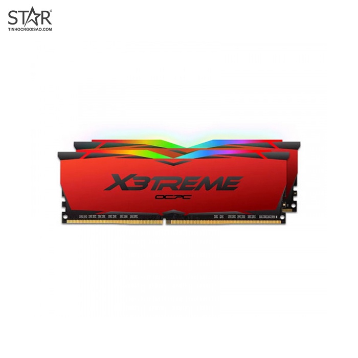 Ram DDR4 OCPC X3treme Aura RGB 16G/3200 (2X 8GB) Red (MMX3A2K16GD432C16RE) Tản nhiệt