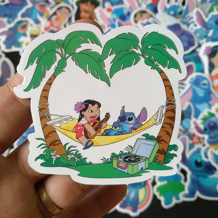 Bộ Sticker dán cao cấp chủ đề STITCH - Dùng dán Xe, dán mũ bảo hiểm, dán Laptop...