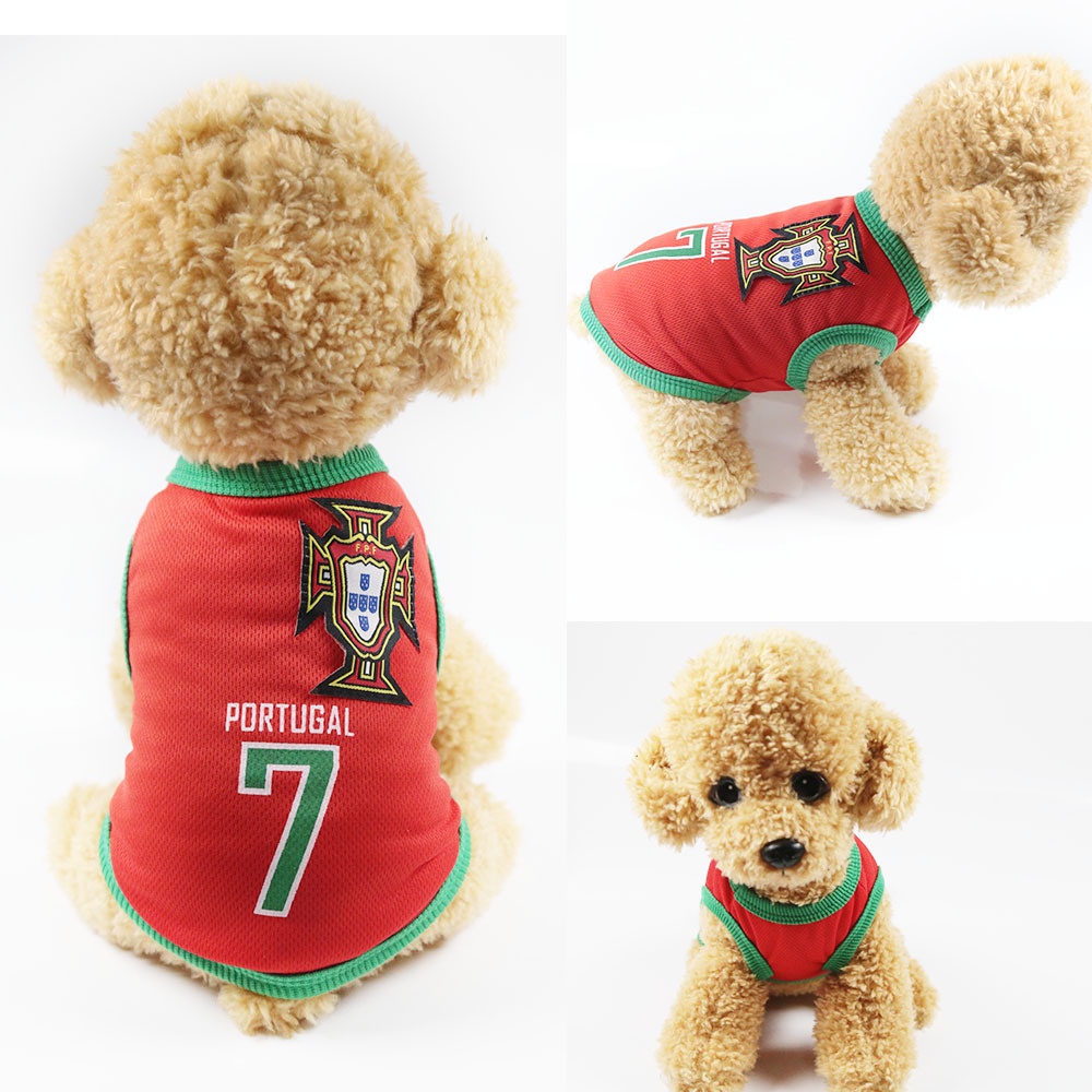 Áo cho chó mèo bóng đá thun ba lỗ thoáng mát, có nhiều màu, Quần áo thú cưng, cửa hàng thú cưng BaeYi