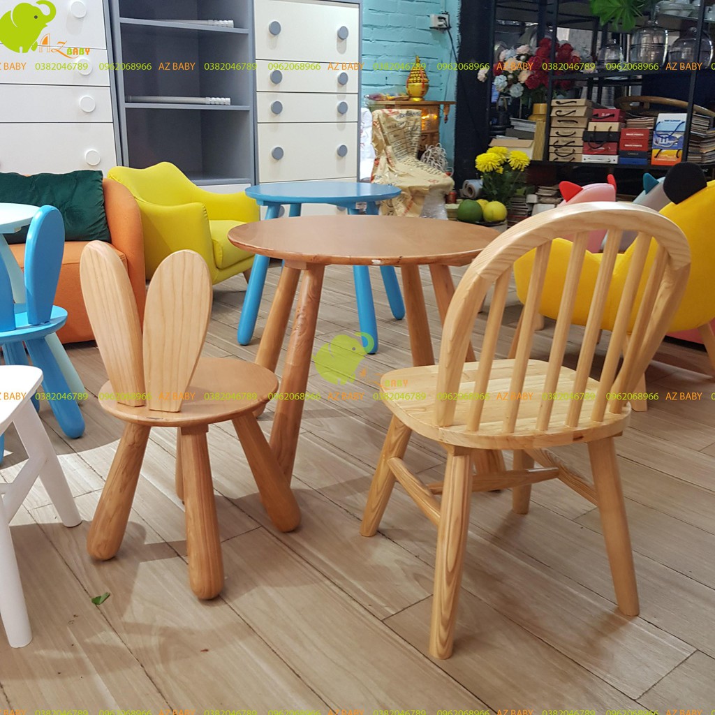 Bàn ghế gỗ sồi cho trẻ mầm non học bài - Ghế gỗ ngồi học cho bé - AZbaby | BigBuy360 - bigbuy360.vn