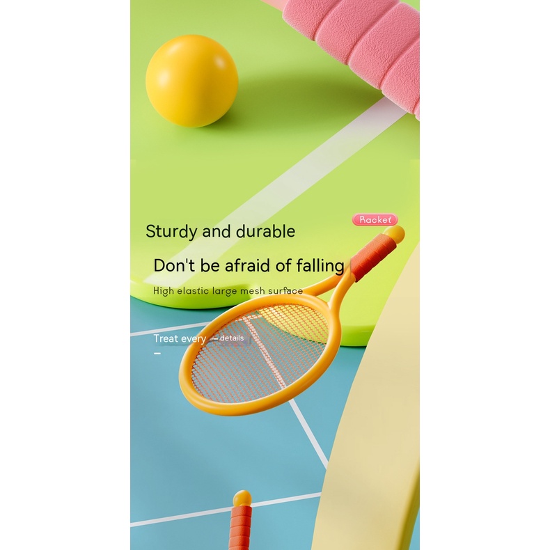Bộ Vợt Tennis Và 1 Quả Cầu Lông Mềm Mại Kích Thước 17 Inch Dành Cho Bé Chơi Trong Nhà / Ngoài Trời