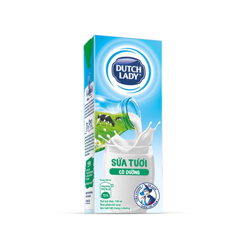 Lốc sữa tươi tiệt trùng Dutch Lady Fresh có đường 4x180ml